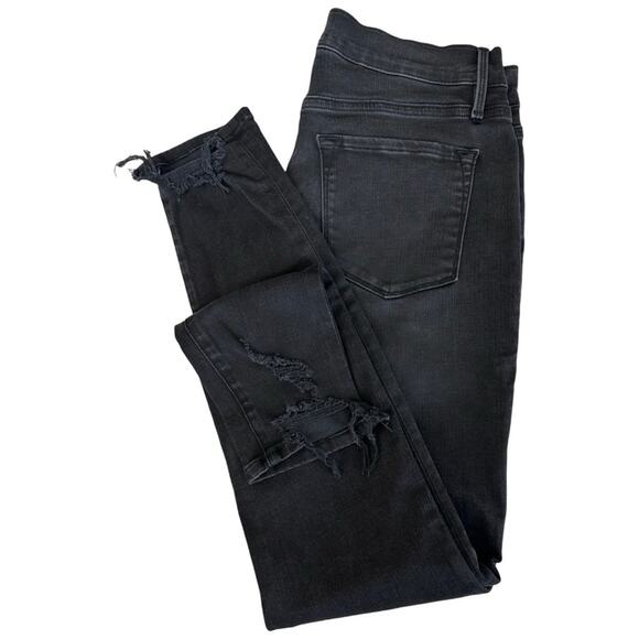Frame Black Le Skinny de Jeanne Freyed Step Hem Stretch Jeans SZ 29 $228 - Picture 6 of 10